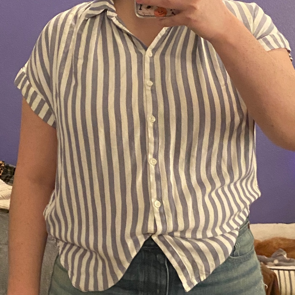 Madewell button up shirt in panel stripe